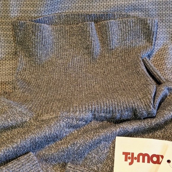 Calvin Klein Sparkly Glitter Silver Women's Turtleneck Sweater Size Large NWT - Picture 6 of 8